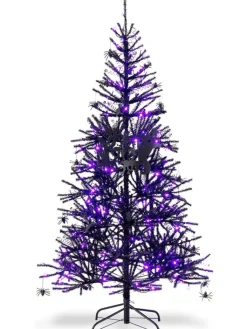 COSTWAY Künstliche Weihnachtsbäume<Weihnachtsbaum Halloween LED in Schwarz