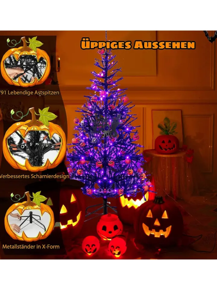COSTWAY Künstliche Weihnachtsbäume<Weihnachtsbaum Halloween LED in Schwarz