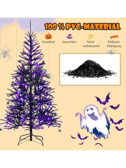 COSTWAY Künstliche Weihnachtsbäume<Weihnachtsbaum Halloween LED in Schwarz