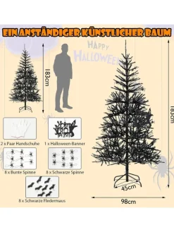 COSTWAY Künstliche Weihnachtsbäume<Weihnachtsbaum Halloween LED in Schwarz