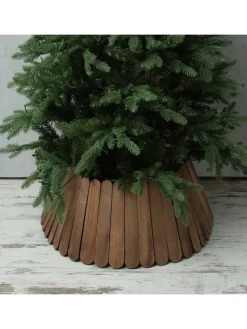 MARELIDA Künstliche Weihnachtsbäume<Weihnachtsbaumrock aus Holz Abdeckung für Baumständer D: 57cm in braun