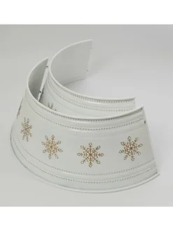 MARELIDA Künstliche Weihnachtsbäume<Weihnachtsbaumrock Schneeflocken Abdeckung für Baumständer D: 57cm in weiß