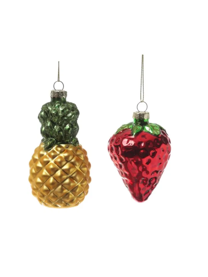 MARELIDA Weihnachtsschmuck<Weihnachtsbaumschmuck Ananas Erdbeere Glas H. 12cm/9cm in bunt