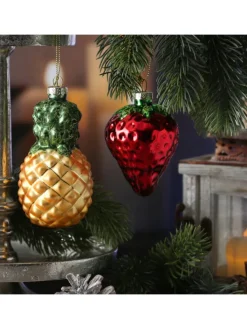 MARELIDA Weihnachtsschmuck<Weihnachtsbaumschmuck Ananas Erdbeere Glas H. 12cm/9cm in bunt