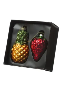 MARELIDA Weihnachtsschmuck<Weihnachtsbaumschmuck Ananas Erdbeere Glas H. 12cm/9cm in bunt