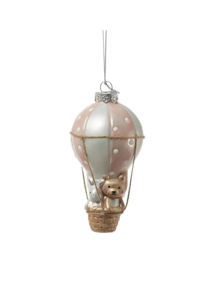 MARELIDA Weihnachtsschmuck<Weihnachtsbaumschmuck Ballon mit Bär und Hase H: 13cm in rosa