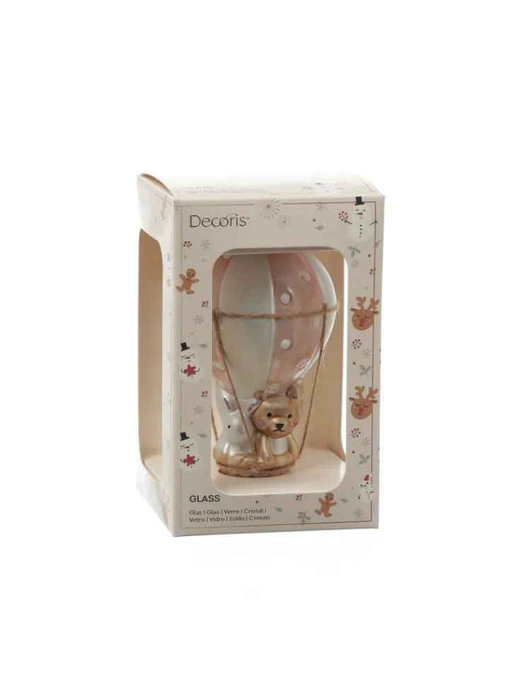 MARELIDA Weihnachtsschmuck<Weihnachtsbaumschmuck Ballon mit Bär und Hase H: 13cm in rosa