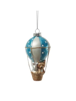 MARELIDA Weihnachtsschmuck<Weihnachtsbaumschmuck Ballon mit Bär und Hase H: 13cm in blau