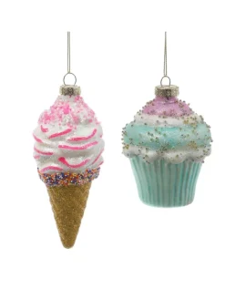 MARELIDA Weihnachtsschmuck<Weihnachtsbaumschmuck Eis Cupcake mit Perlen H: 13cm/10cm in bunt