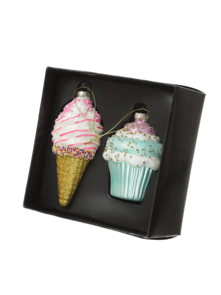 MARELIDA Weihnachtsschmuck<Weihnachtsbaumschmuck Eis Cupcake mit Perlen H: 13cm/10cm in bunt