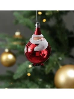 MARELIDA Weihnachtsschmuck<Weihnachtsbaumschmuck Weihnachtsmann bruchfest glänzend H: 9cm in rot