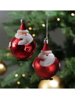 MARELIDA Weihnachtsschmuck<Weihnachtsbaumschmuck Weihnachtsmann bruchfest glänzend H: 9cm in rot