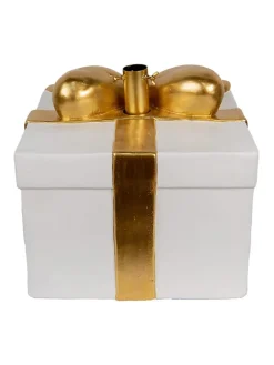 Clayre & Eef Künstliche Weihnachtsbäume<Weihnachtsbaumständer in Weiß/ Gold - (B)36 x (H)35 x (T)33 cm