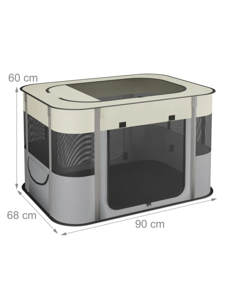 relaxdays Hunde<Welpenauslauf in Mehrfarbig - (B)90 x (H)60 x (T)68 cm