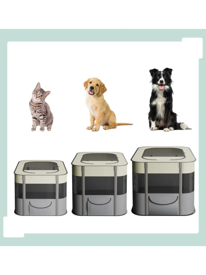 relaxdays Hunde<Welpenauslauf in Mehrfarbig - (B)90 x (H)60 x (T)68 cm