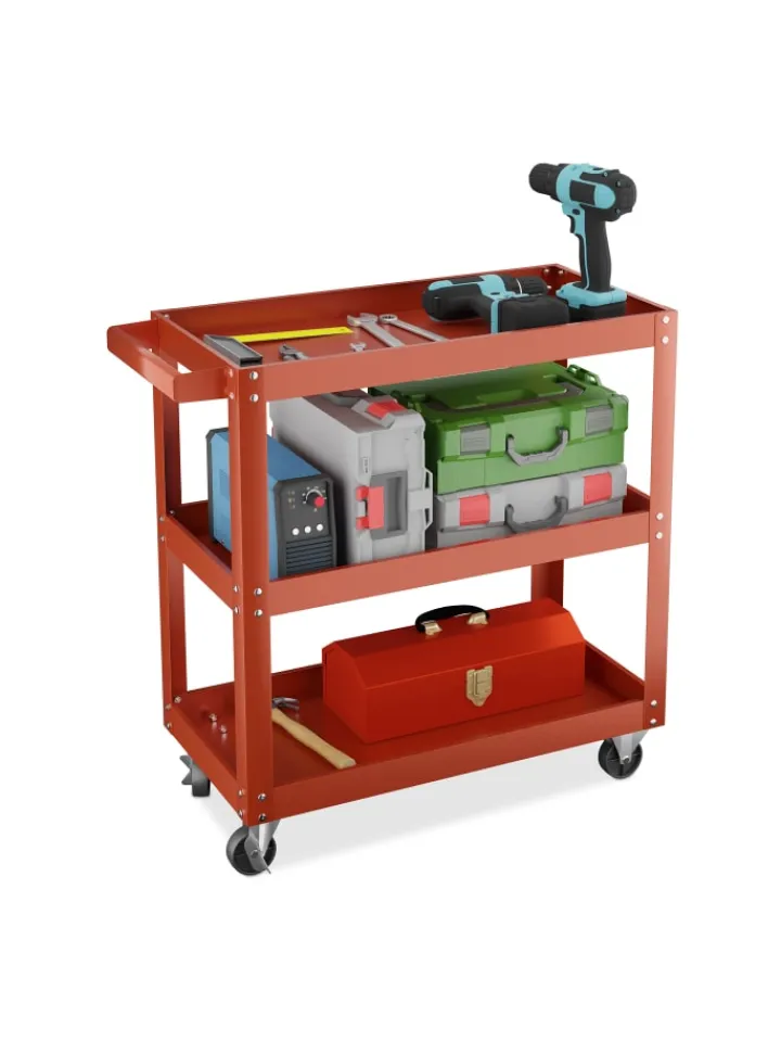 relaxdays Weitere Haushaltshelfer<Werkstattwagen in Rot - (B)78 x (H)76 x (T)35 cm