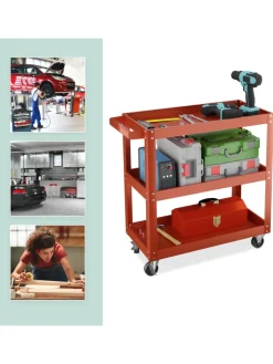 relaxdays Weitere Haushaltshelfer<Werkstattwagen in Rot - (B)78 x (H)76 x (T)35 cm