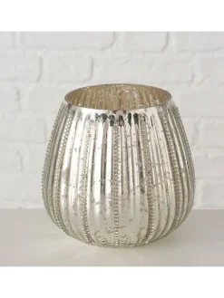 Boltze Kerzen, Vasen & Mehr<Windlicht "Perlene" in Silber - (H)12,5 cm
