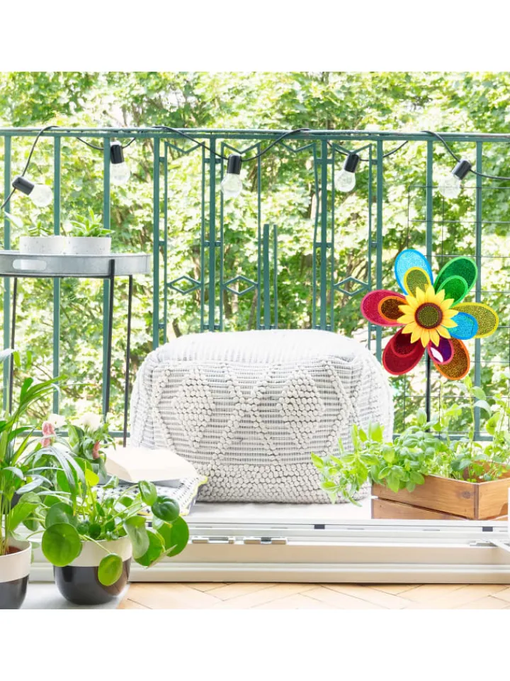 relaxdays Gartendekoration<Windrad Blume in Bunt - (B)37,5x (H)74,5 x (T)14 cm