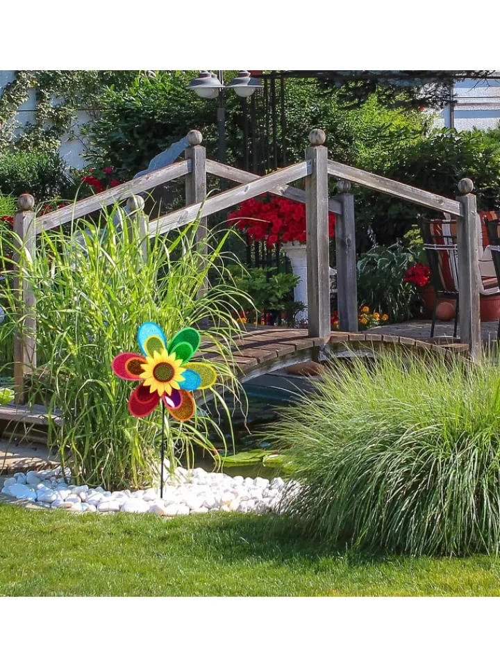 relaxdays Gartendekoration<Windrad Blume in Bunt - (B)37,5x (H)74,5 x (T)14 cm
