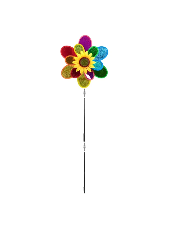 relaxdays Gartendekoration<Windrad Blume in Bunt - (B)37,5x (H)74,5 x (T)14 cm