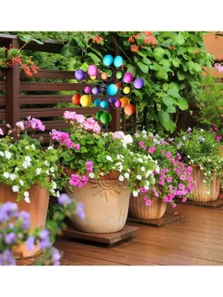 relaxdays Gartendekoration|Gartendekoration<Windrad in Bunt - (B)33 x (H)119 x (T)15,5 cm