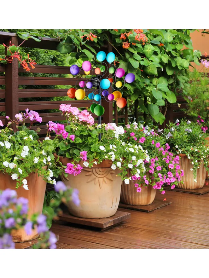 relaxdays Gartendekoration|Gartendekoration<Windrad in Bunt - (B)33 x (H)119 x (T)15,5 cm