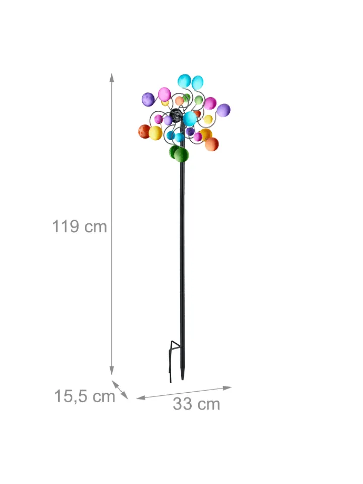 relaxdays Gartendekoration|Gartendekoration<Windrad in Bunt - (B)33 x (H)119 x (T)15,5 cm