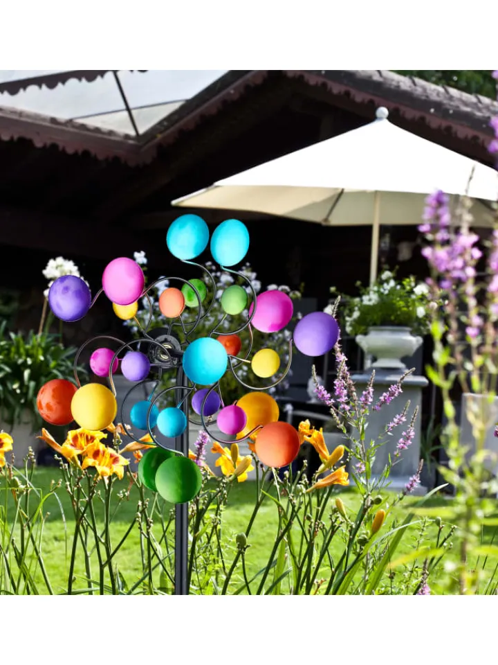 relaxdays Gartendekoration|Gartendekoration<Windrad in Bunt - (B)33 x (H)119 x (T)15,5 cm