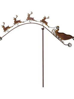 POSIWIO Gartendekoration|Gartendekoration<Windspiel "Schlitten mit Hirschen" in Braun - (B)84 x (H)115 cm