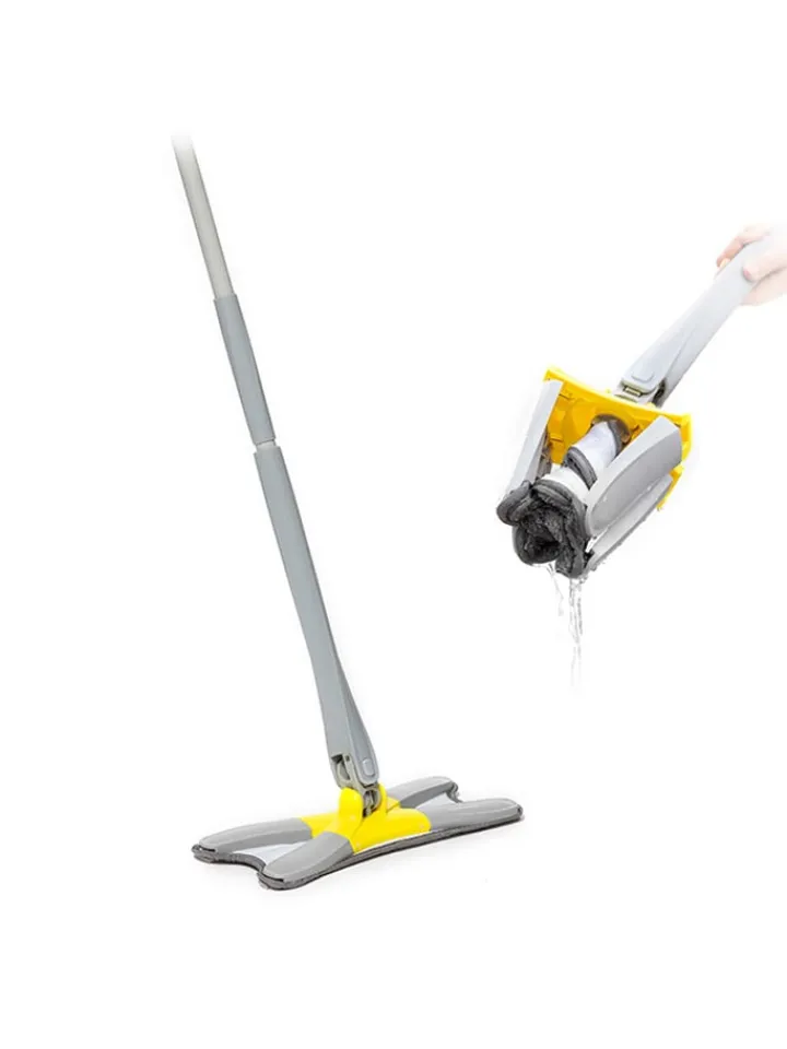 InnovaGoods Putz- & Waschutensilien<Wischmopp in Grau/ Gelb - (B)38 x (H)142 x (T)18 cm