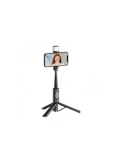 WIWU Foto & Video<- Selfie Stick Wi-SE003 mit Stativfunktion und LED-Licht in Schwarz