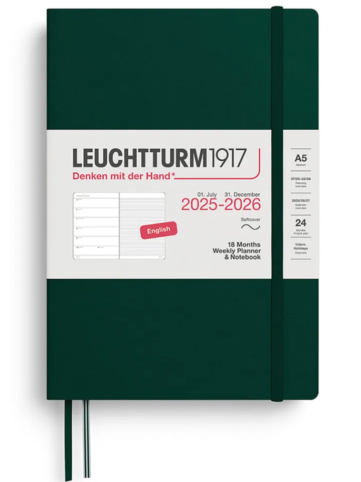 LEUCHTTURM1917 Büro- & Schulbedarf<Wochenkalender & Notizbuch in Dunkelgrün - A5, ENG