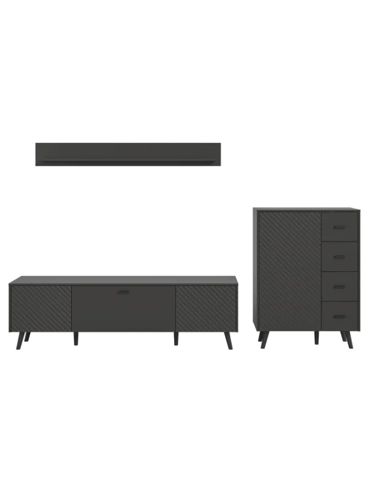 xonox.home Möbel-Sets<Wohnkombination (B/H/T: 269x175x40 cm) in grau matt tiefzieh