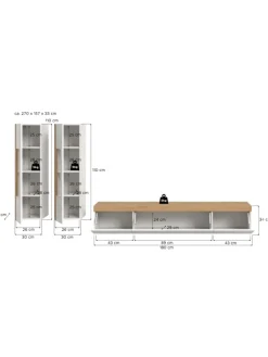 xonox.home Möbel-Sets<Wohnkombination (B/H/T: 270x34x33 cm) in weiß