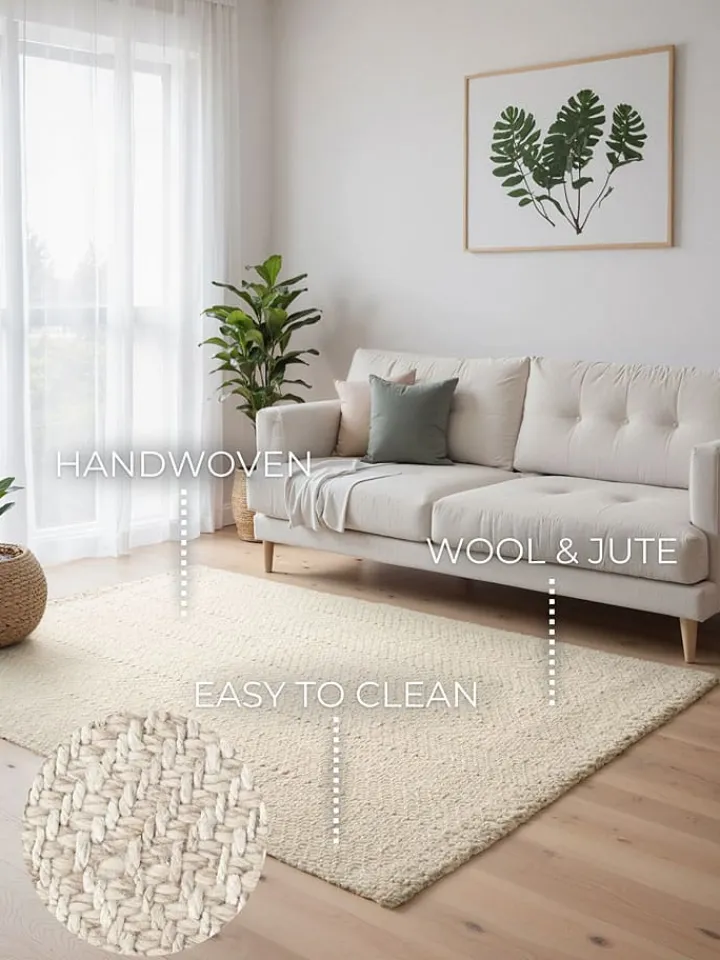 Hanse Home Teppiche & Fußmatten<Woll-Teppich "Majoli" in Creme/ Weiß