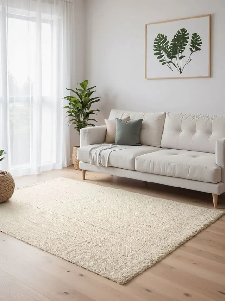 Hanse Home Teppiche & Fußmatten<Woll-Teppich "Majoli" in Creme/ Weiß