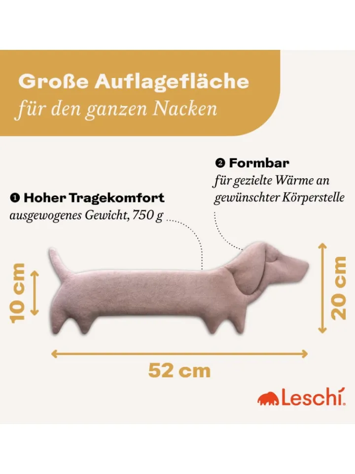 Leschi Wärmflaschen & -Kissen<Wärmekissen 100 % Bio-Baumwolle, Körnerkissen "Hund Winston" in Rosa
