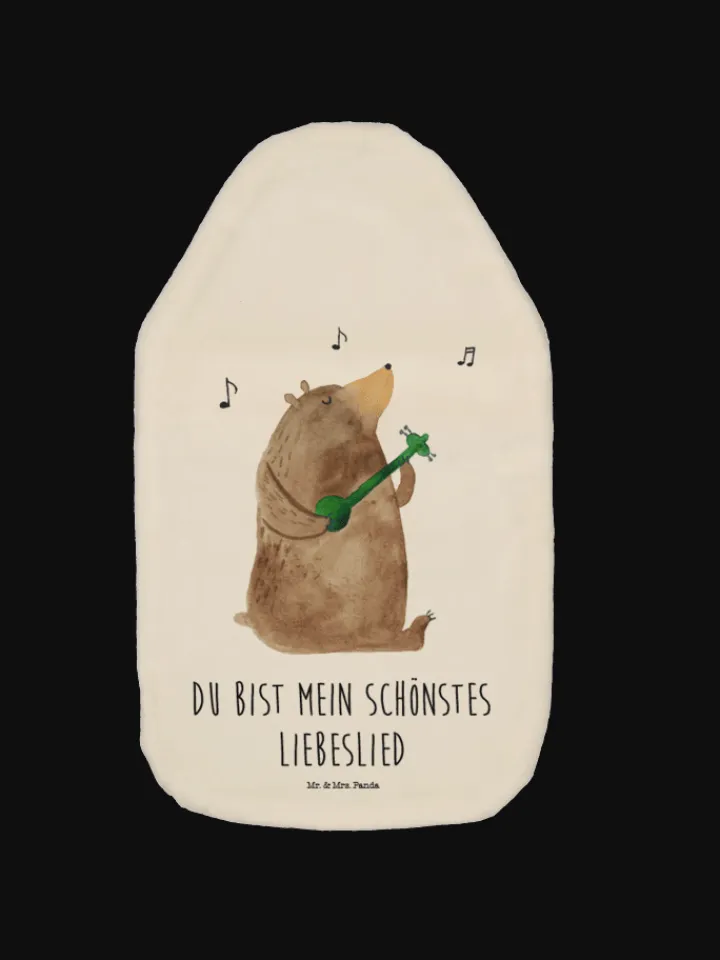 Mr. & Mrs. Panda Wärmflaschen & -Kissen<Wärmekissen Bär Lied mit Spruch in Weiß
