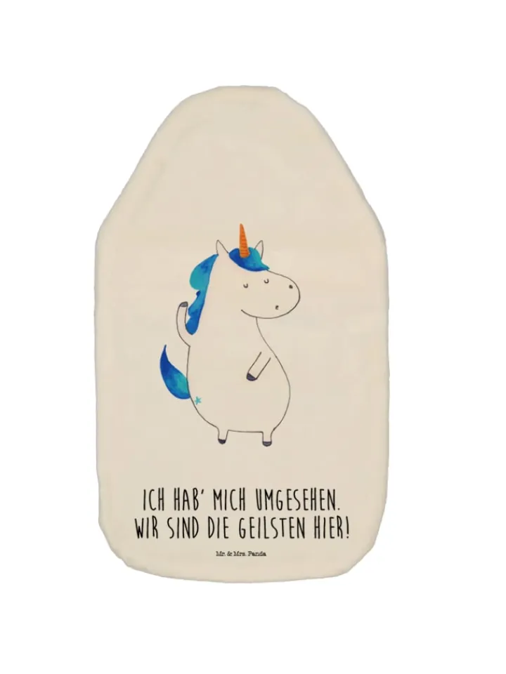 Mr. & Mrs. Panda Wärmflaschen & -Kissen<Wärmekissen Einhorn Mann mit Spruch in Weiß