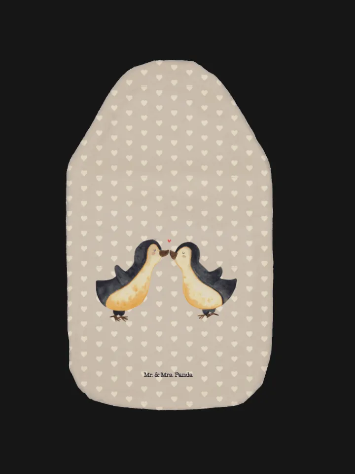 Mr. & Mrs. Panda Wärmflaschen & -Kissen<Wärmekissen Pinguin Liebe ohne Spruch in Grau Pastell