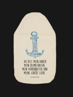 Mr. & Mrs. Panda Wärmflaschen & -Kissen<Wärmflasche Anker Blau mit Spruch in Weiß
