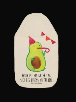 Mr. & Mrs. Panda Wärmflaschen & -Kissen<Wärmflasche Avocado Party mit Spruch in Weiß