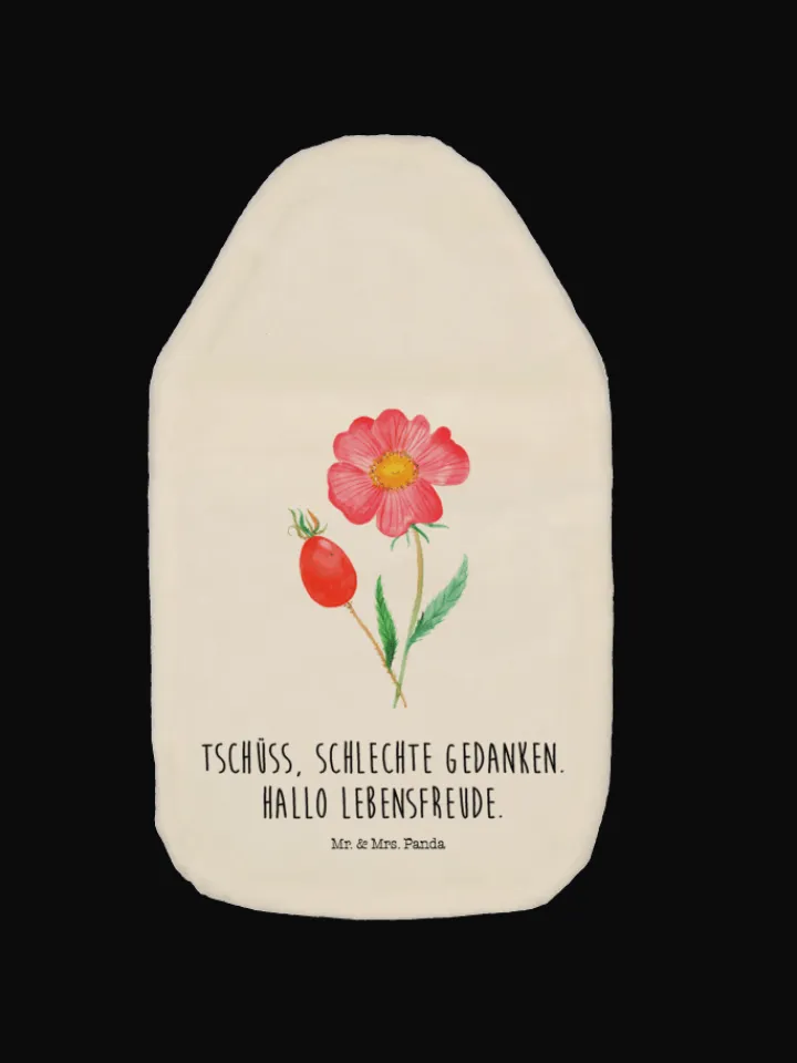 Mr. & Mrs. Panda Wärmflaschen & -Kissen<Wärmflasche Blume HageRundunge mit Spruch in Weiß