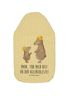 Mr. & Mrs. Panda Wärmflaschen & -Kissen<Wärmflasche Bären mit Hut mit Spruch in Gelb Pastell