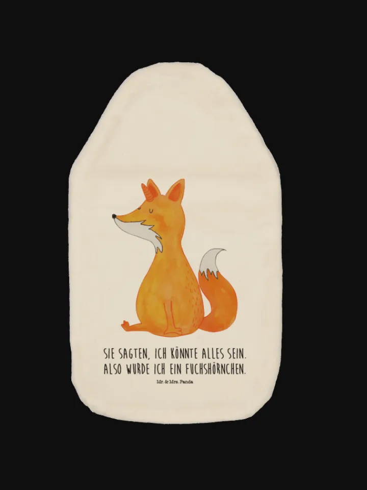 Mr. & Mrs. Panda Wärmflaschen & -Kissen<Wärmflasche Einhorn Fuchs mit Spruch in Weiß