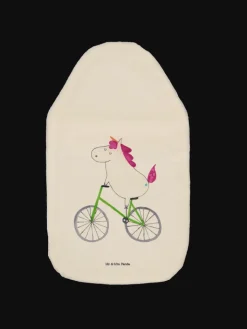 Mr. & Mrs. Panda Wärmflaschen & -Kissen<Wärmflasche Einhorn Radfahrer ohne Spruch in Weiß