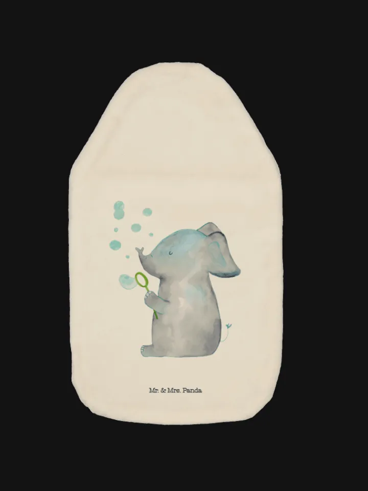 Mr. & Mrs. Panda Wärmflaschen & -Kissen<Wärmflasche Elefant Seifenblasen ohne Spruch in Weiß