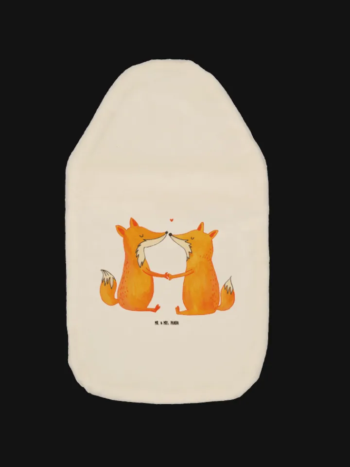 Mr. & Mrs. Panda Wärmflaschen & -Kissen<Wärmflasche Füchse Liebe ohne Spruch in Weiß