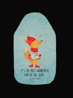 Mr. & Mrs. Panda Wärmflaschen & -Kissen<Wärmflasche Fuchs Sänger mit Spruch in Eisblau